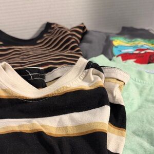 wonder nation Striped Short Sleeve Tee - Black, Cream & Gold